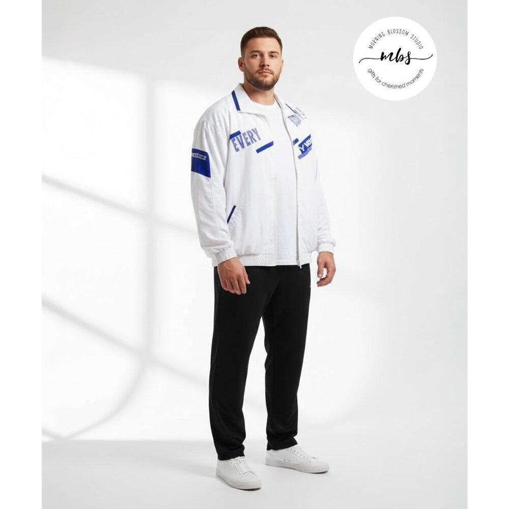 Victor Badminton Lightweight Zip Up Jacket White‎ Blue Men 3XL